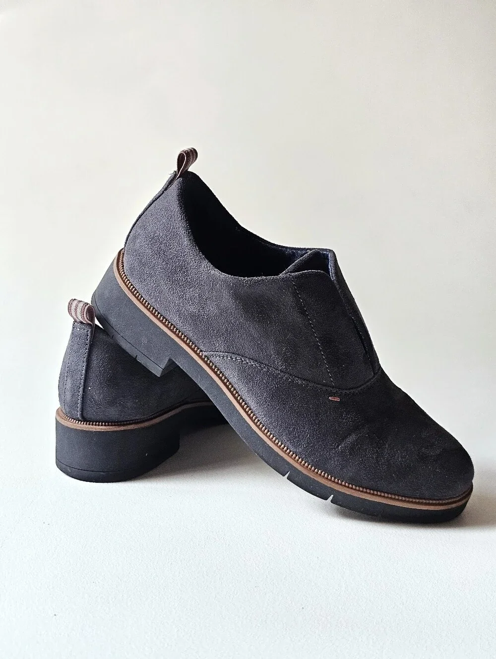 Dr. Scholl's Glisten Slip On Derby Oxford Shoes Gray Fabric Comfort Loafers 8.5